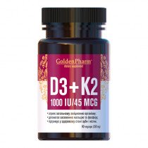 Вітамін D3+К2 капс. 1000 МО 350 мг №90, GoldenPharm